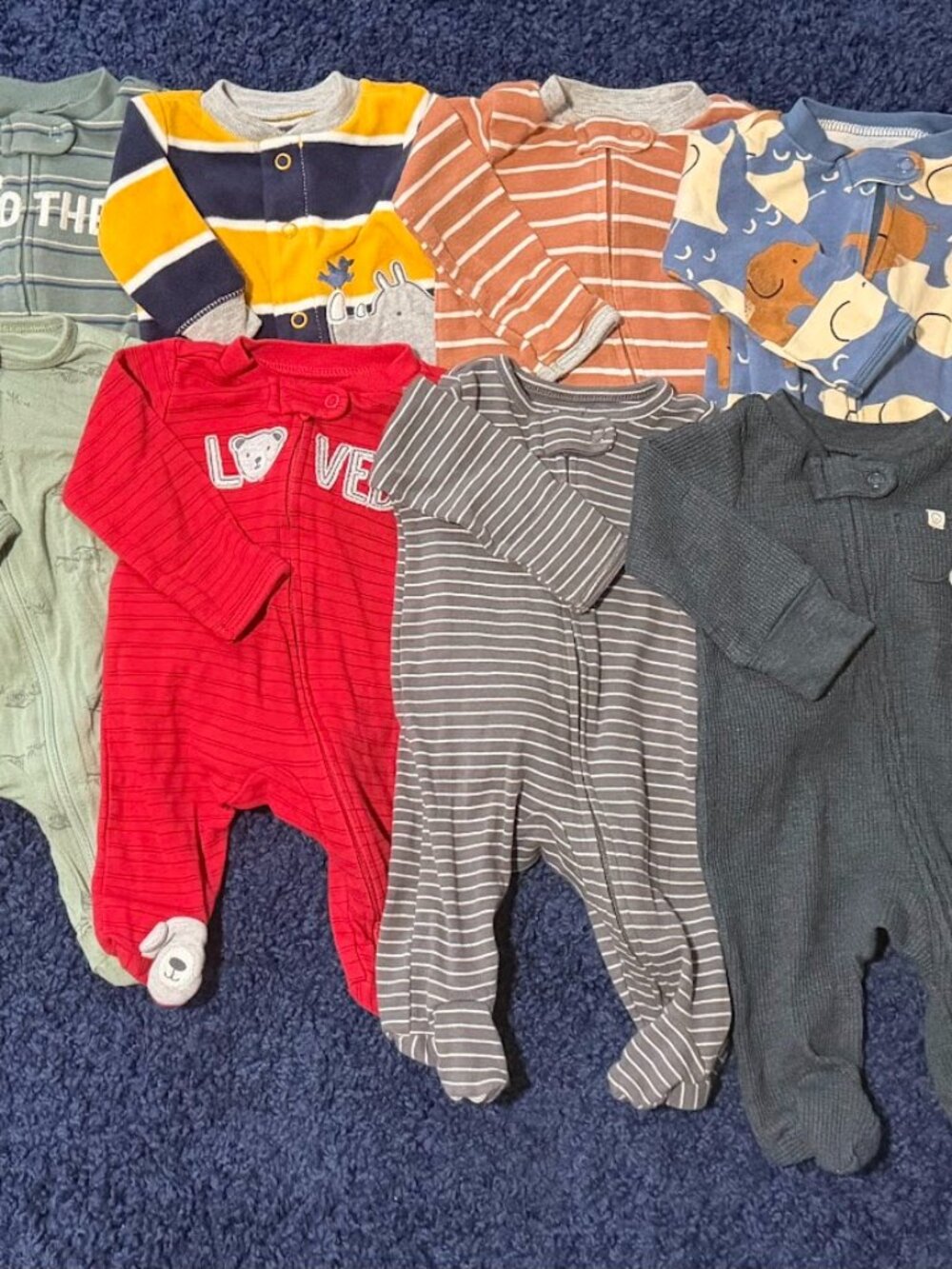 Newborn Baby Boy Sleeper Lot of 12 – Carter’s & Modern Moments – Gently Used